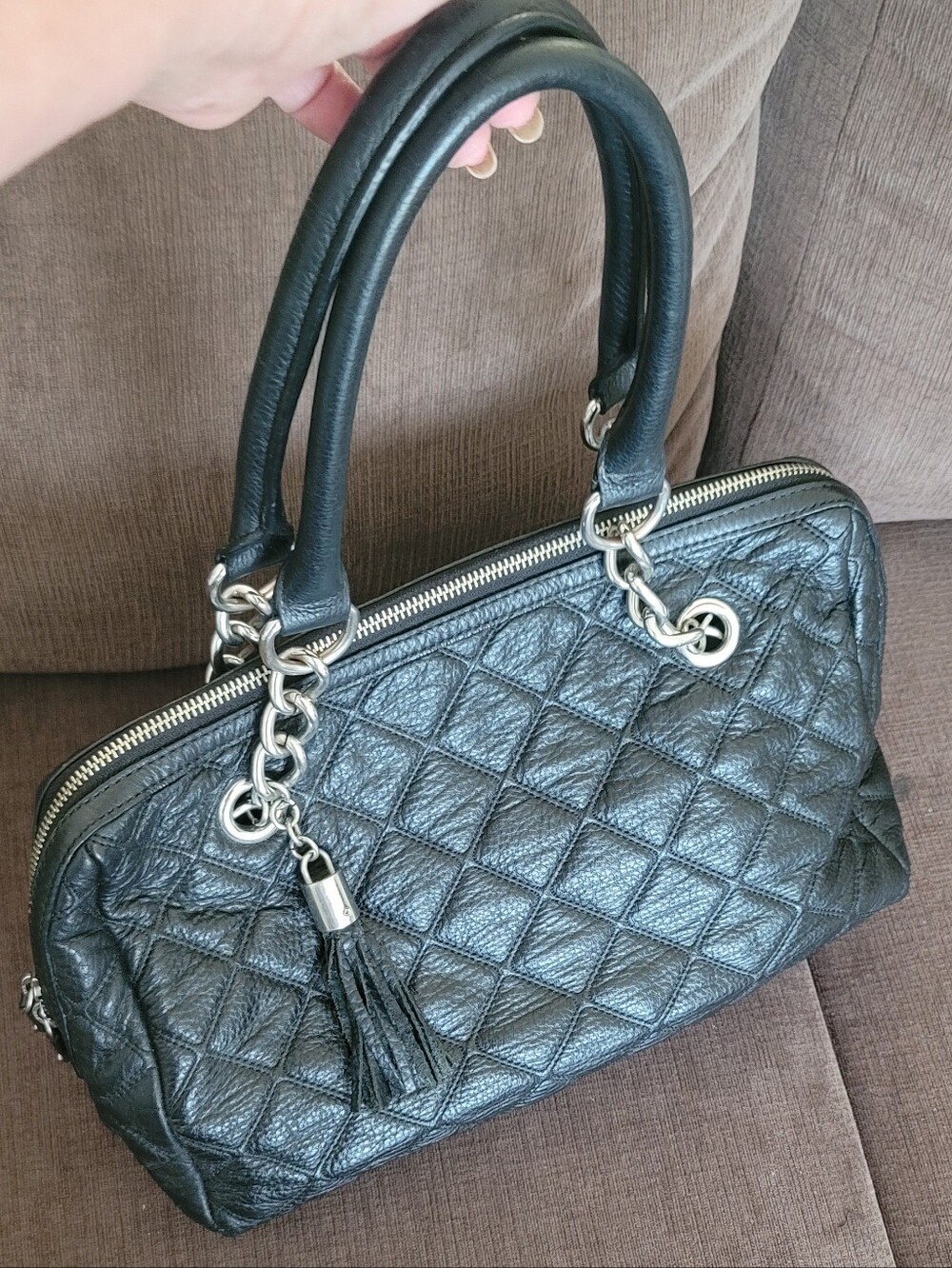 Calvin Klein Black Quilted Bag with Tassel